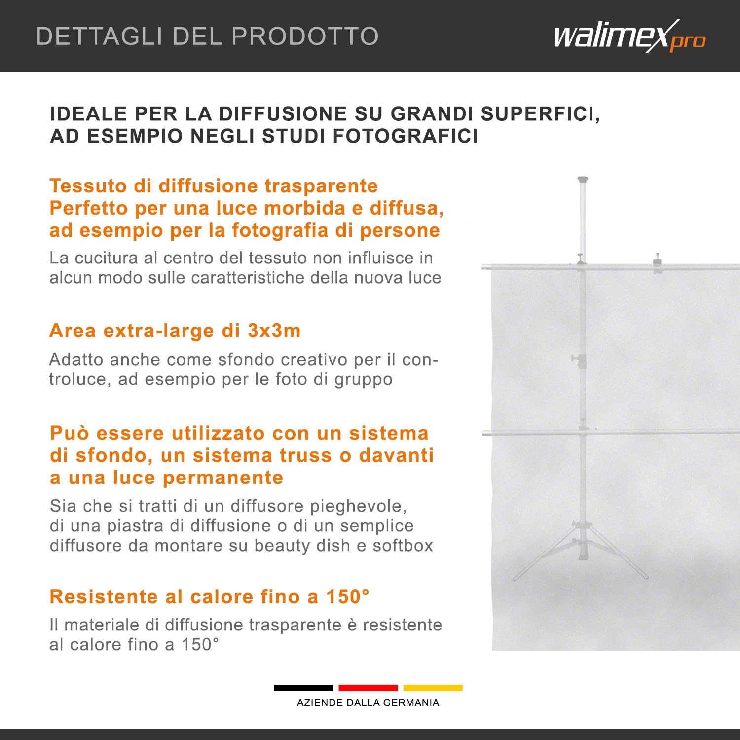 Diffusore in tessuto Walimex, 300x300 cm
