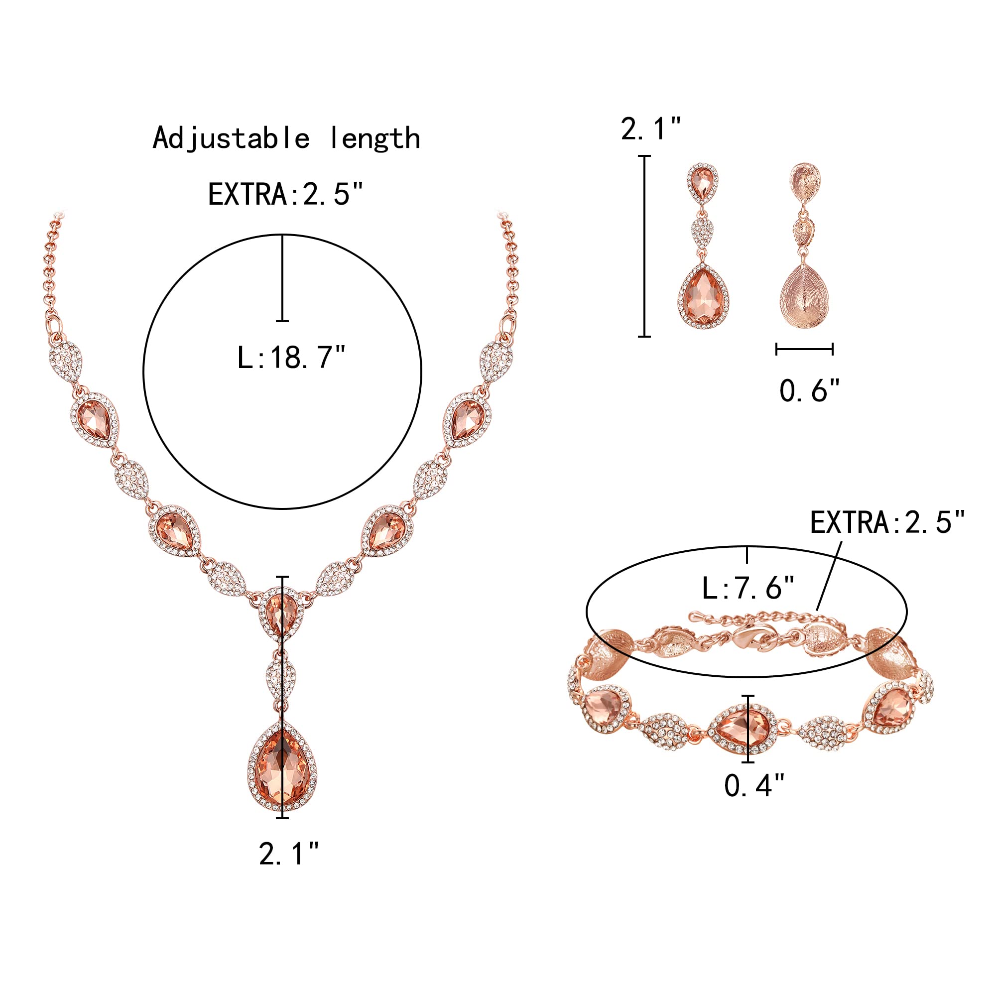 Gemma Diamante Goccia Matrimonio Sposa Costume Dichiarazione Y-Collana Orecchini Pendenti Set Tennis Bracciale per Donne