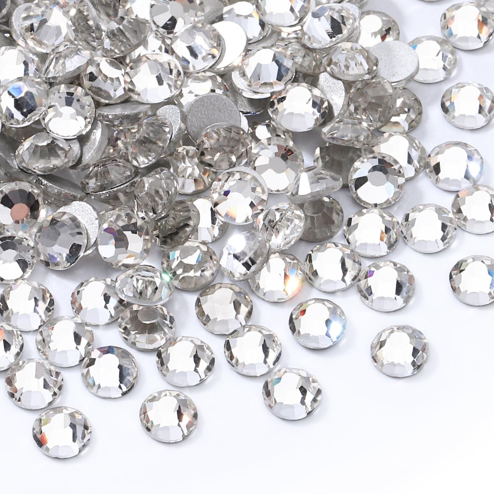 Meibite Crystal Clear Flatback Rhinestones, Glass Rhinestones for Nail Art and Craft, Glue Fix, Loose Crystal Gemstones(Crystal, SS30, 288pcs, 6.4-