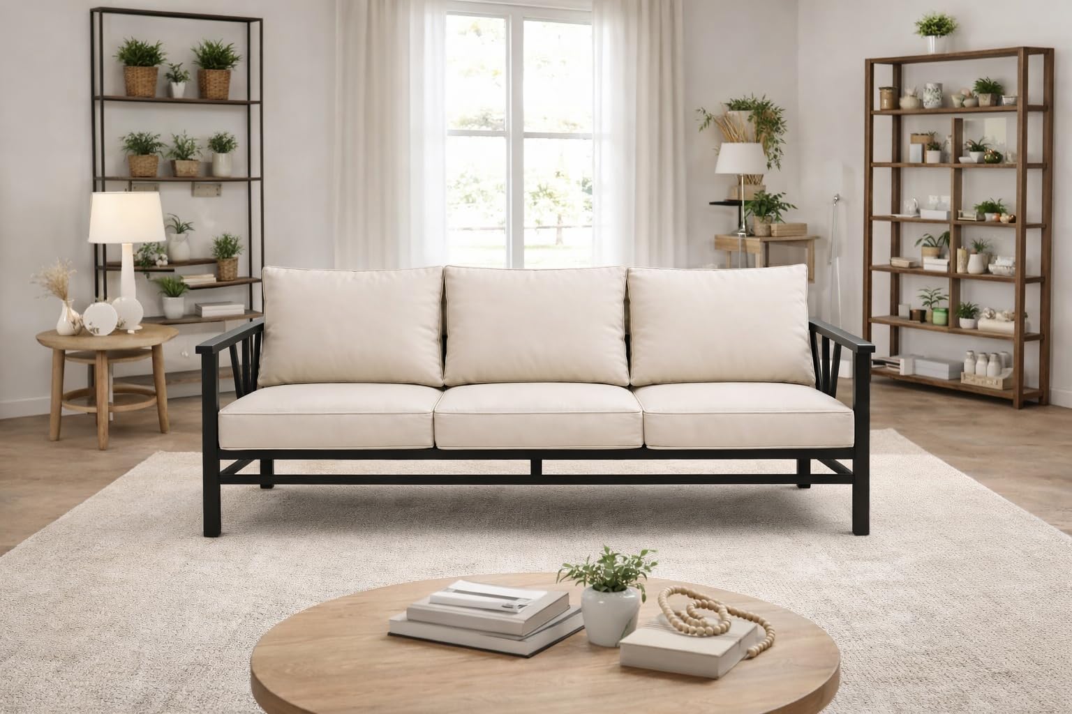 Modern Comfortable 3 Seater Metal Frame Sofa for Living Room