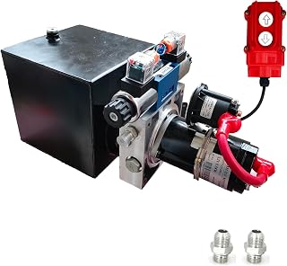 Hydraulic Power Unit for Dump Trailer Car Lifting Platforms, 2200PSI 12V DC Hydraulic Station Pump, Double Acting, 0.8 kW, 6 Quart