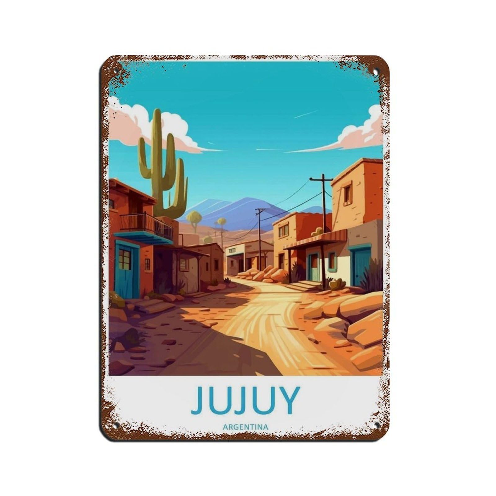 Jujuy Travel Art Argentina Poster（51） Retro Poster Metal Tin Sign Chic Art Retro Iron Painting Bar People Cave Cafe Family Garage Poster Wall Decoration 12x16inch(30x40cm)