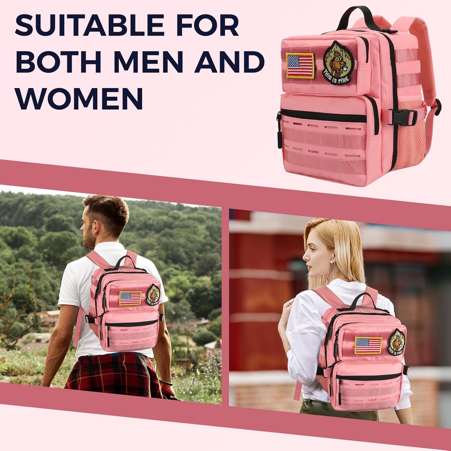 9L Mini Tactical Molle Backpack 9L Small Gym Bag Small Military Assault EDC Backpack for Men Women With Fishing,Hiking,Camping,Traveling,Yoga,Work(Pink) - Image 7