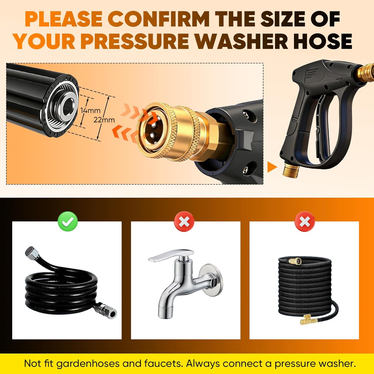 Saker Foam Cannon Dual Connector Accessory for Pressure Washer Kit,with Dual-Purpose Switch Spray Gun,Pressure Washer Gun for Car Washing and Cleaning,5 Color Power Washer Nozzle