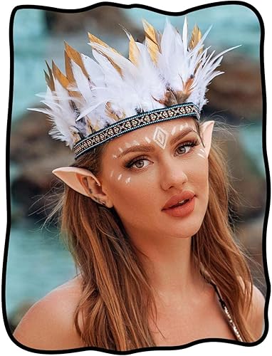 CAKURE Diadema de plumas, corona, plumas indias, tocado, tocado, tocado, carnaval, Halloween, disfraces, accesorios para el cabello