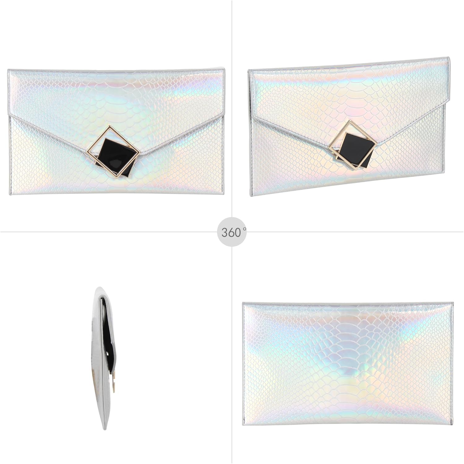 Goclothod Shoulder Bag Fashion Women Holographic Envelope Clutch Handbag Chain Crossbody Bag Tote Purse - Image 6