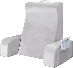 LEBENGURU Almofadas de leitura com apoio de braço com zíper para sentar na cama, Cinza, 24 in