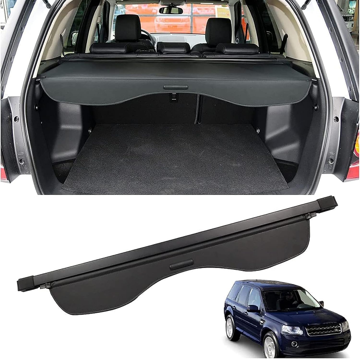 Cache-bagages pour Freelander 2 2008-2015, plage arrière rétractable noire