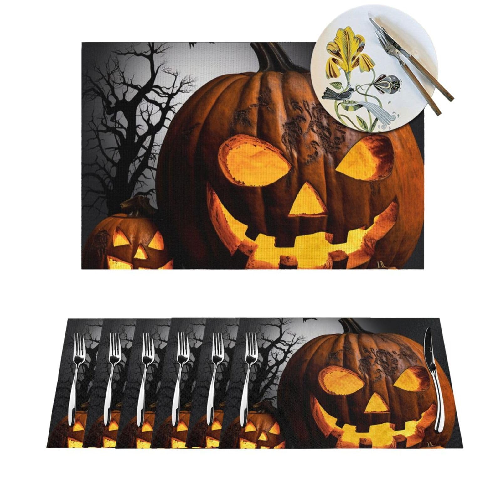 Sets de table citrouille Halloween en PVC pour repas de fête en famille