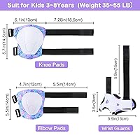 Vista 5 de FIODAY Rodilleras para niños, conjunto de equipo de protección ajustables para niños, rodilleras y coderas con protector de muñeca para niñas