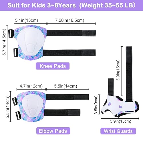 Miniatura 5 de FIODAY Rodilleras para niños, juego de equipo de protección de unicornio, rodilleras ajustables y coderas con protector de muñeca para niñas,