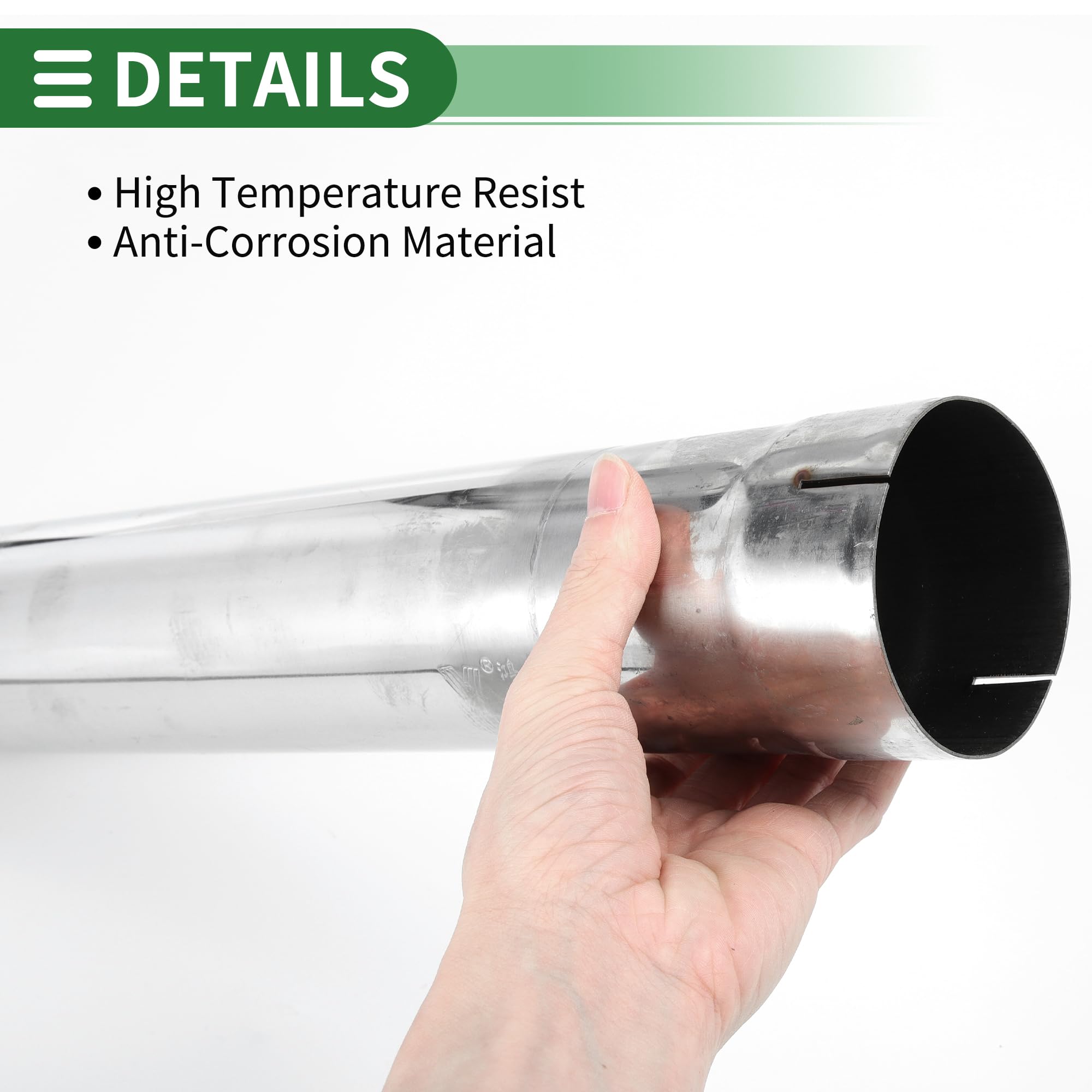 5-Inch Stainless Steel Straight Exhaust Pipe – T304 Polished, 4-Foot Length, Mandrel Bent