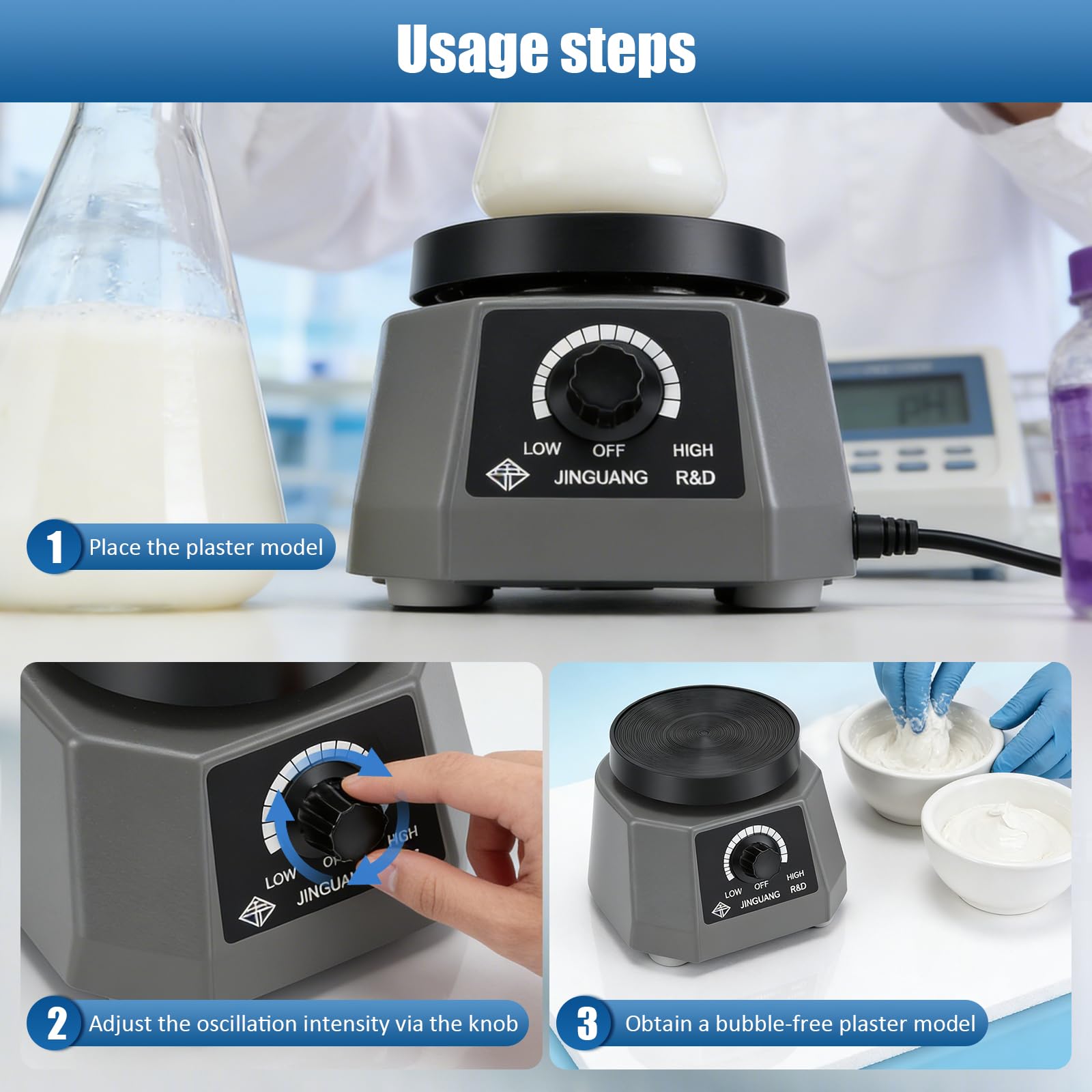 Oscillatore Dentale, 4" 220V 100W Per Gesso Oscillatore Elettrico Velocità Regolabile Attrezzatura Da Laboratorio Odontotecnico Per Miscelazione Fusione Modellazione E Fusione Di Resina
