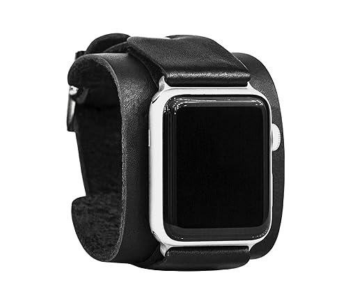 wide Leather cuff band compatible with Apple watch 38mm 40mm 41mm 42mm 44mm 45mm 46mm 49mm, Handmade UA 1540