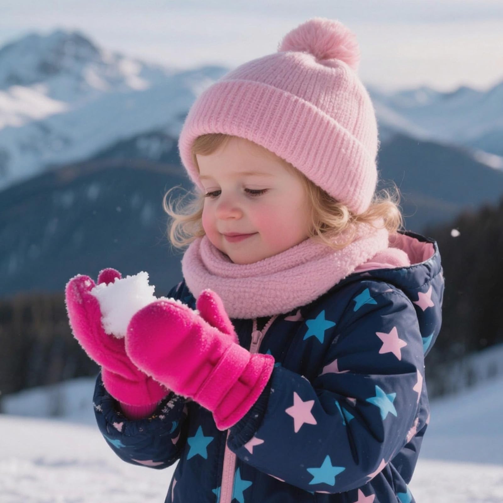 Guanti invernali per bambini foderati in pile guanti da sci per bambini guanti da sci impermeabili guanti da neve per bambini, Rosa rosso e rosa, M(Fits 1-2 years)