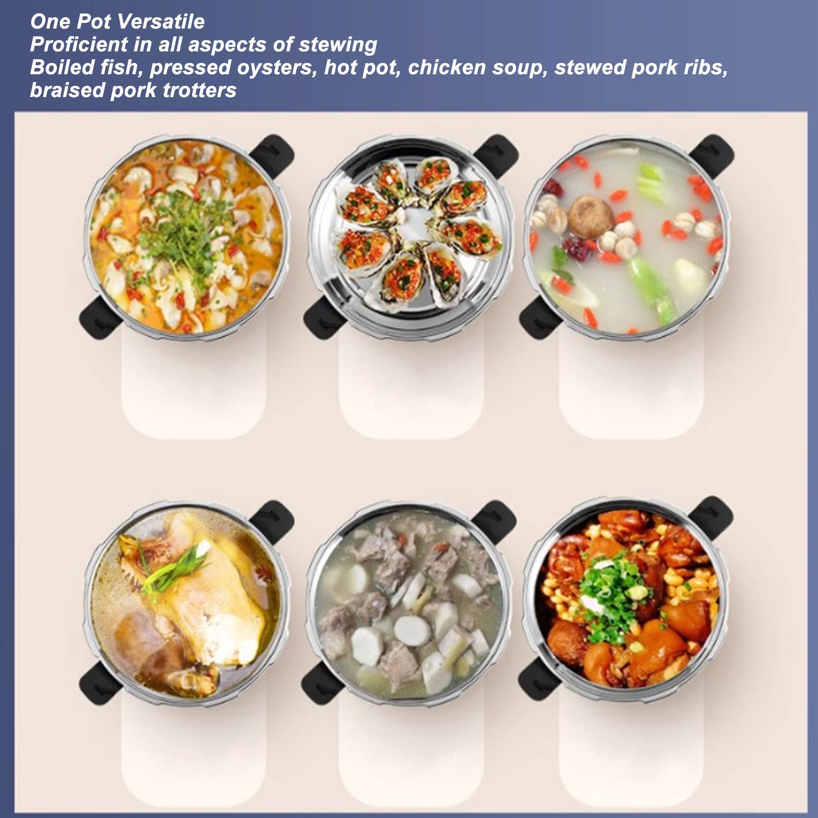 Stainless Steel Pressure Cooker, 1.8L Electric Pressure Cooker 1.8 Liter Mini Pressure Cooke Slow Cooker Explosion Proof Rice Cooker Yogurt Maker Cake Maker Egg Cooker Hot Pot