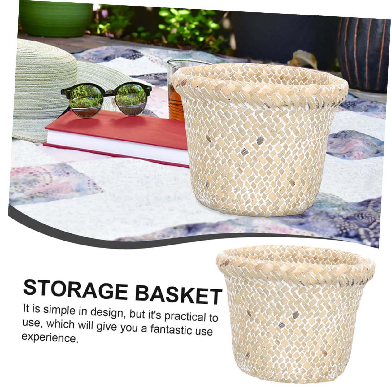 Cabilock Papelera Bote De Basura Cesta De Mimbre Escritorio Mimbre