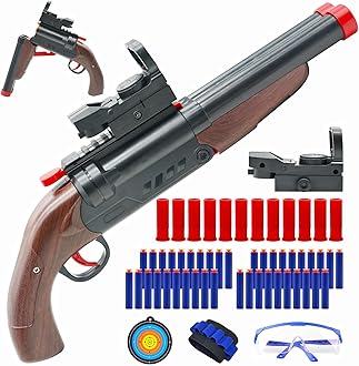 Double Barrel Toy Foam Blaster - Foam Squirt with Suction Dart and Catridge, 2 in 1 Foam Dart Blaster with Suction Dart and Catridge for Kids Teen Adults, Outdoor Toys for 8+ Year Old Boys & Girls1