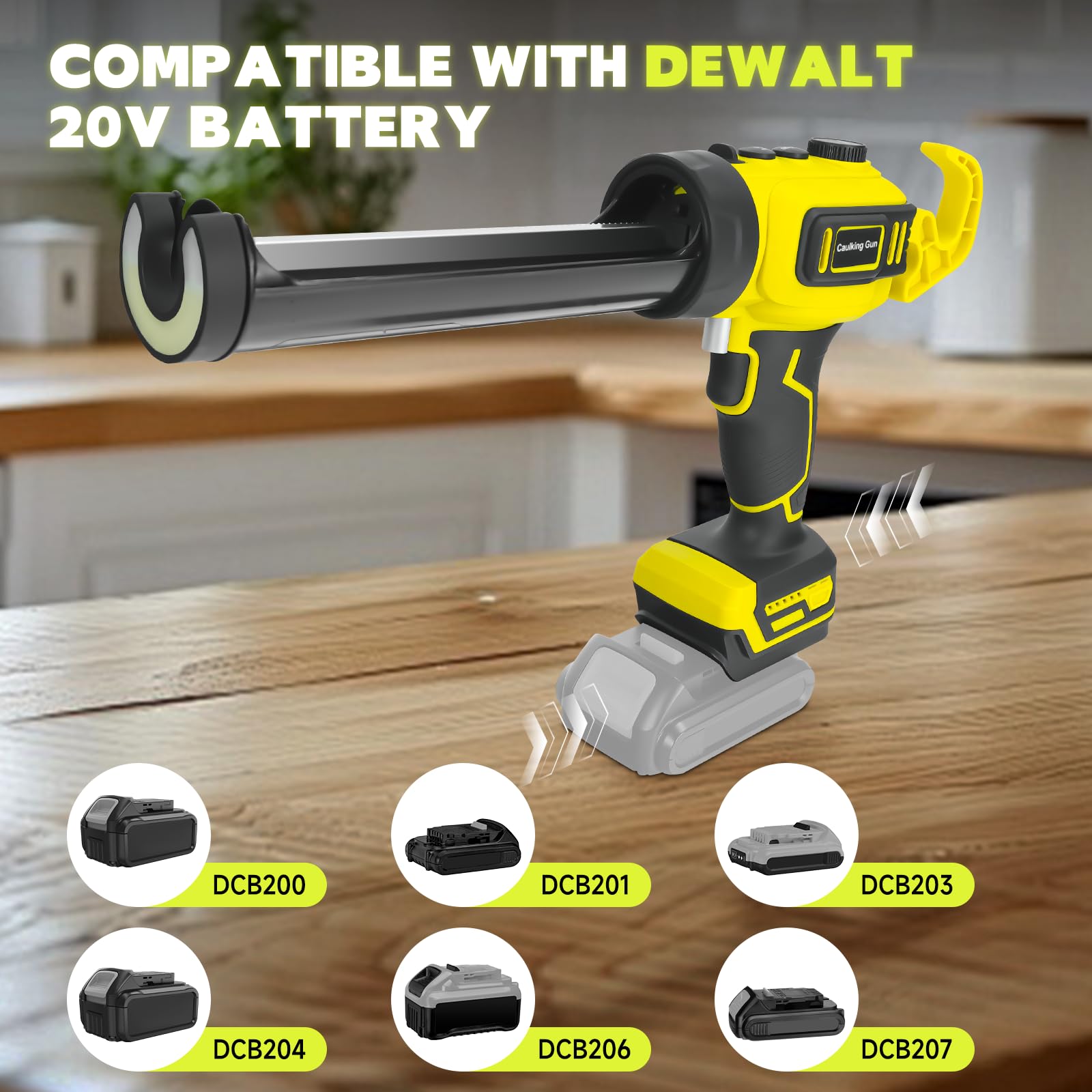 Pistola de calafateo inalámbrica mejorada para batería Dewalt de 20 V, velocidad infinitamente variable