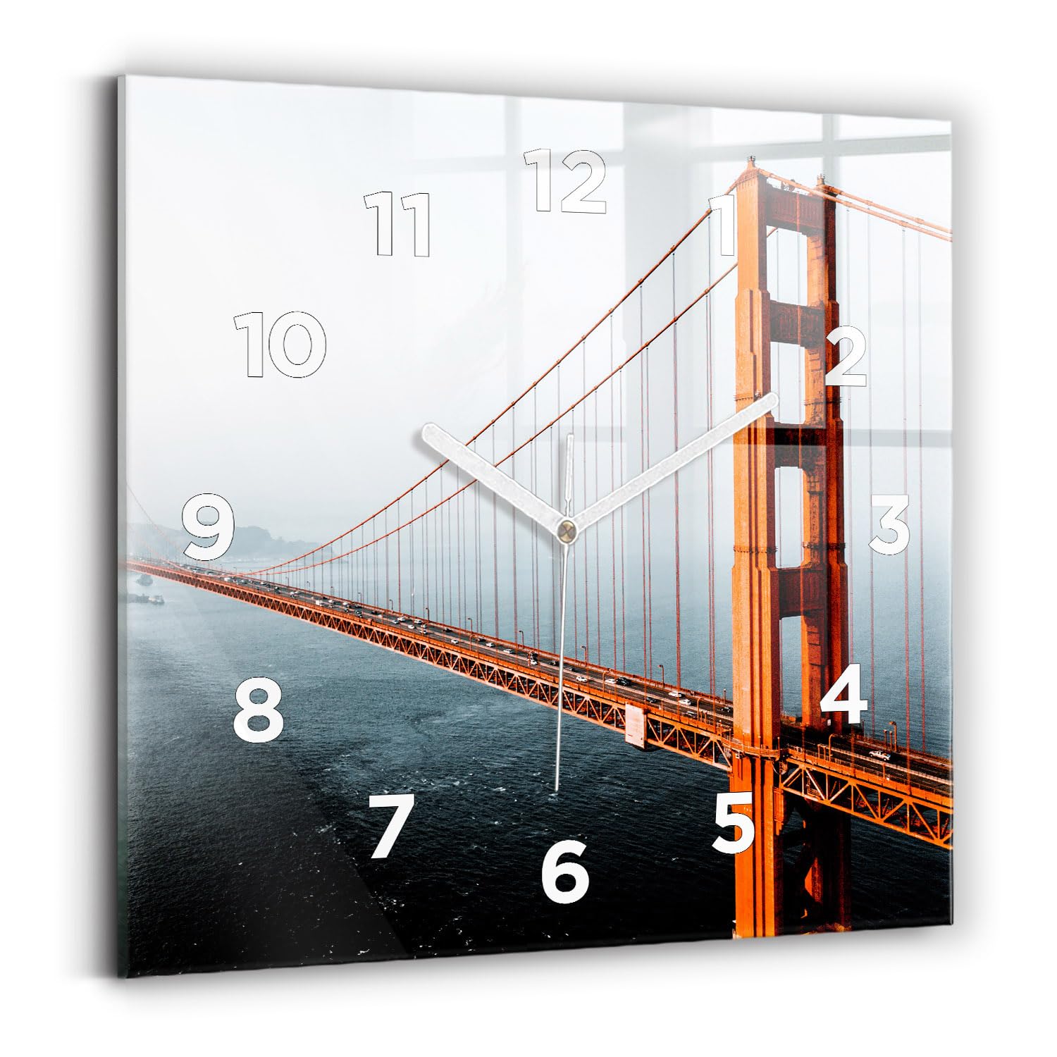 Horloge murale Golden Gate pour un salon moderne au mécanisme silencieux