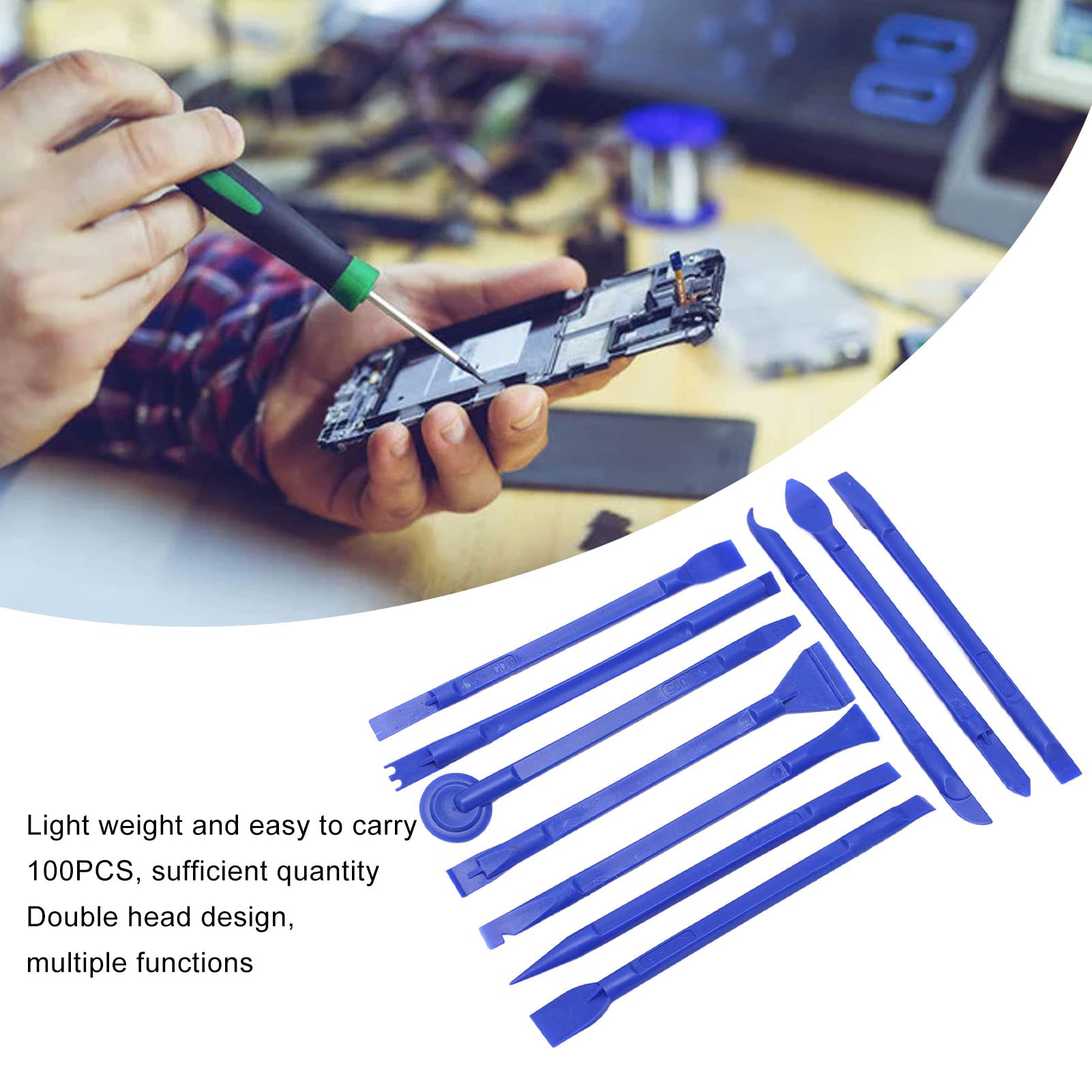 100 pcs Antistatic Spudger Set, leichtes ABS -Material, multifunktionale Pry -Öffnungswerkzeuge für Telefon-, Laptop- und Tablet -Reparaturen, Kratzer, doppelt für verschiedene (Blue)