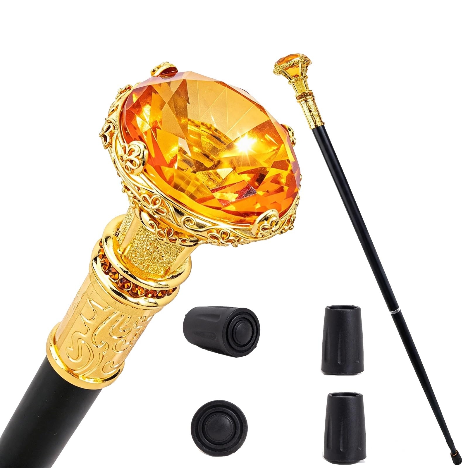 Bastone da Passeggio da Uomo Orange Diamond, Bastone Decorativo Alla Moda | 92 cm, antiscivolo, impugnatura ergonomica, ideale per feste in stile vintage Cospaly, adatto a uomini
