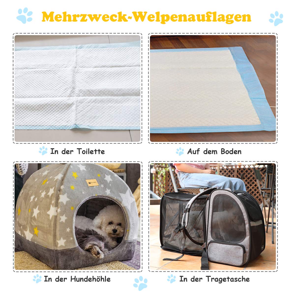 COSTWAY Trainingsunterlagen Hunde, Auslaufsicheres 5-lagiges Design, Welpenunterlagen Puppy-Pads, Hygieneunterlagen Einwegpads PIPI-Pads, Trainingspads Welpen (100 Stück 75x90cm)
