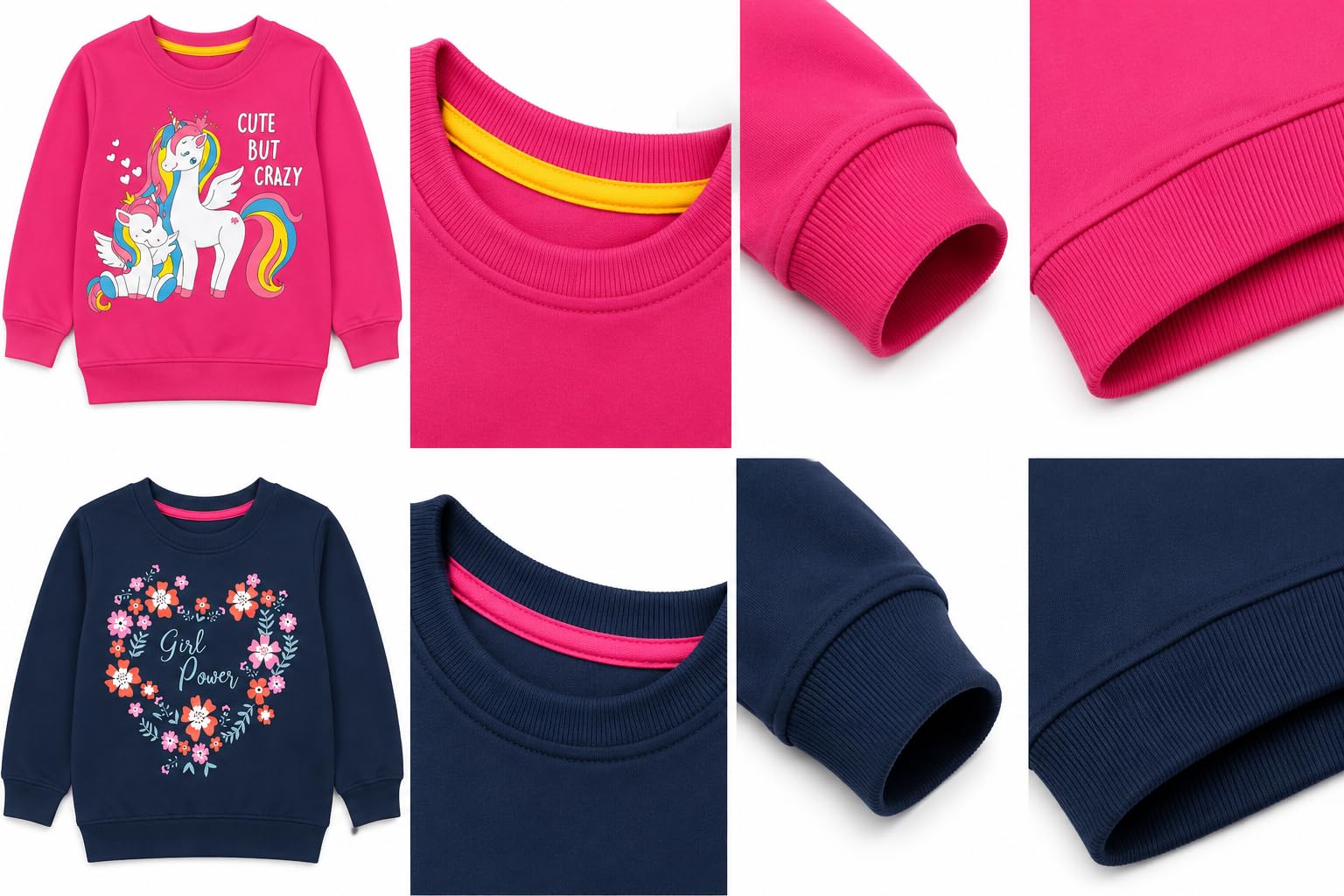NammaBaby Sudadera de algodón con cuello redondo para niñas