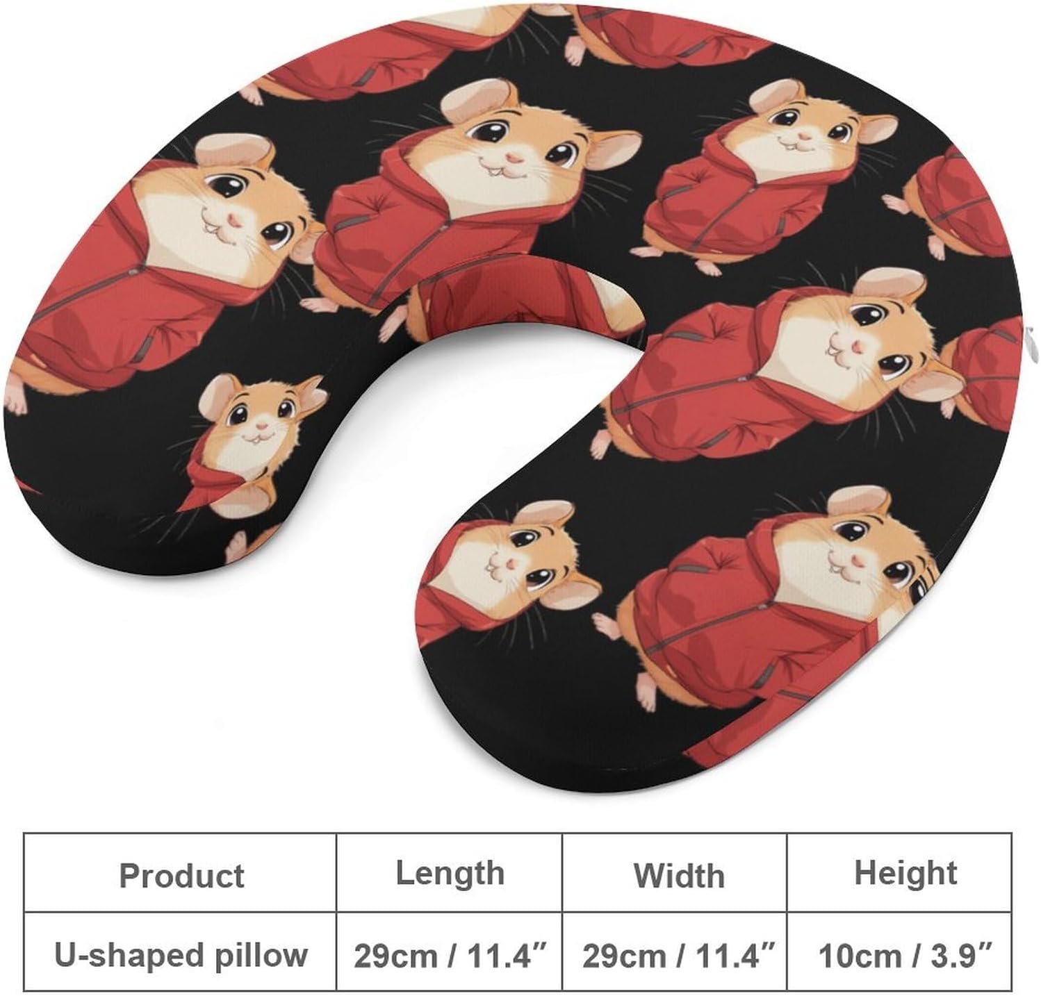 Hamster Wearing A Red Jacket Memory Foam Pillows U Shaped Travel Neck Pillow