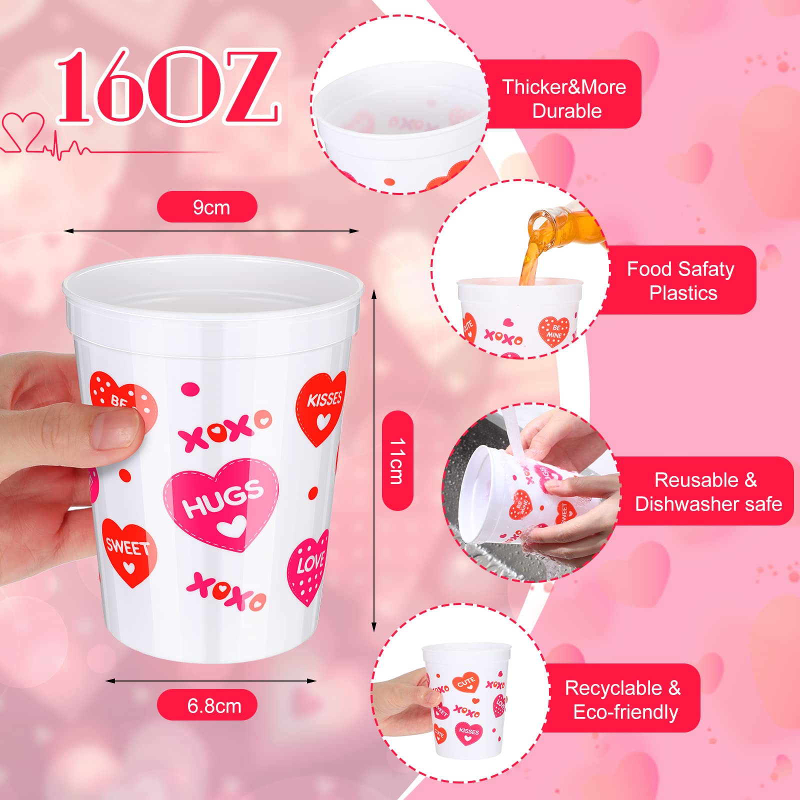 Amazon.com: Meanplan 24 Pcs Valentine Plastic Cups, Reusable 16oz Heart  Tumblers Galentines Day Cups for Kids Adults, Red Pink Valentine's Day  Party Supplies for Anniversary Decoration : Home & Kitchen
