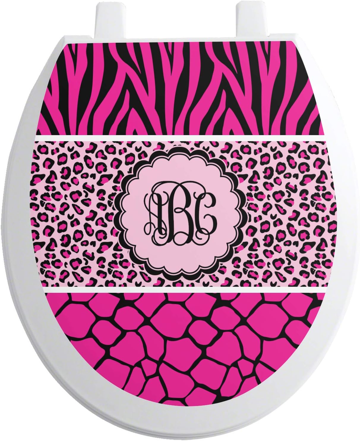 Personalized Triple Animal Print Toilet Seat Decal Round