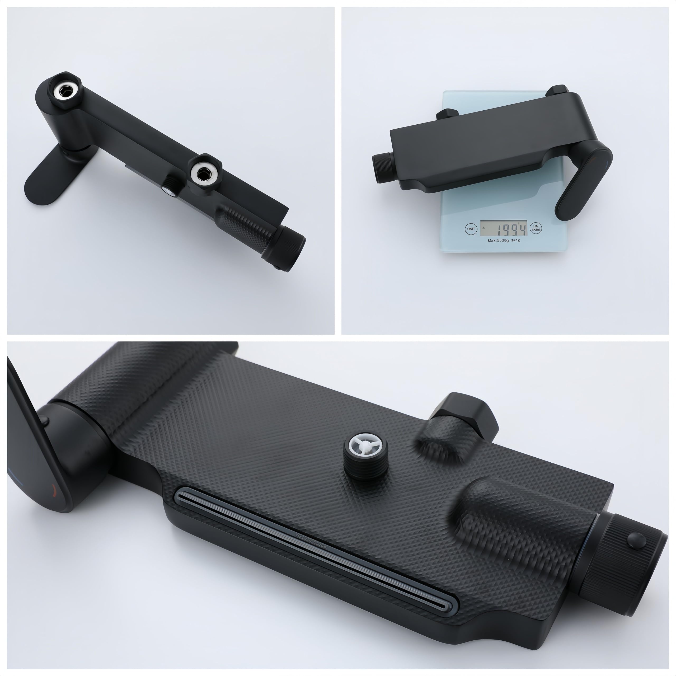 Grifo de Bañera Negro Cascada Con Ducha Monomando, Moderno Montaje en Pared de Latón Con Alcachofa