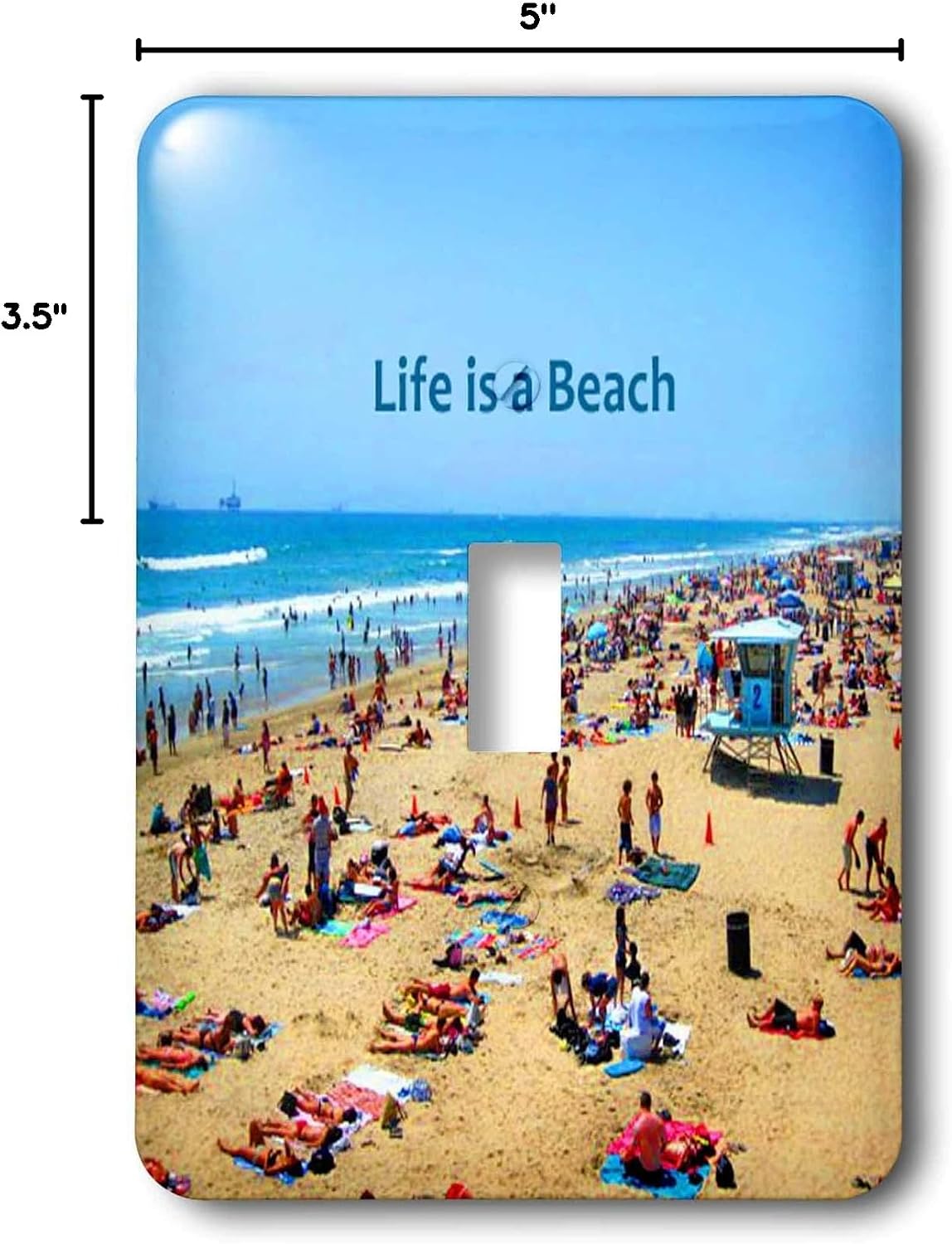 3dRose lsp_26247_1 Huntington Beach Life is A Beach Single Toggle Switch