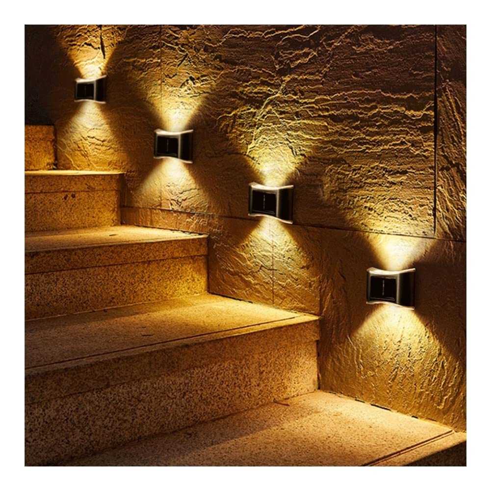 Lampe murale solaire jardin en inox, éclairage extérieur décoratif clôture et porche