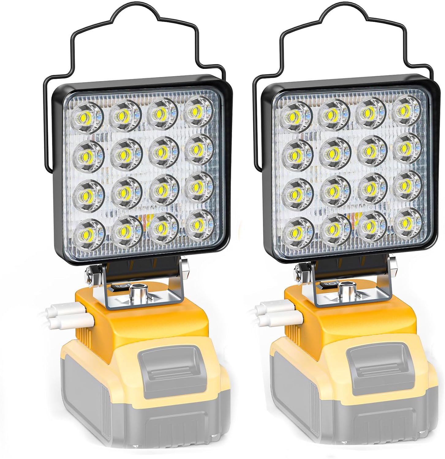Ecarke 2 PCS Cordless LED Work Light Compatible with DeWALT 20V: 70W 7000LM Flashlight with USB & Type-C Charging Output Port, Portable Battery Flood Light for Job Site, Camping, Battery Not Included