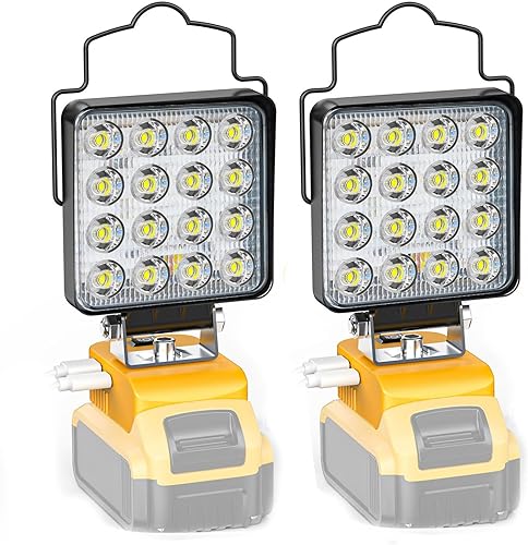 Ecarke 2 PCS Luz de Trabajo LED Inalámbrica Compatible con DeWALT 20V: 70W 7000LM Linterna con USB y Puerto de Salida de Carga Tipo-C, Luz de
