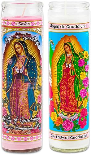 Miniatura 2 de Velas devocionales de Our Lady of Guadalupe - Paquete de 2 velas devocionales con 2 velas de oración de cristal de la Señora de Guadalupe para