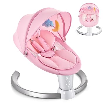 HARPPA Weddell Baby Swings for Infants with Canopy and Mosquito Net, Pink