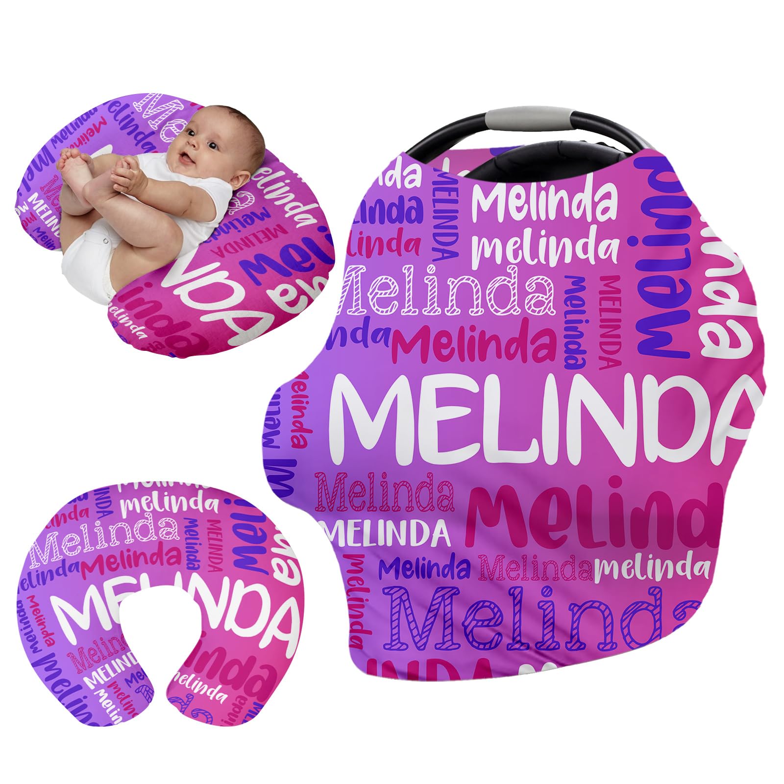 Custom Name Car Seat Canopy - Baby Car Seat Covers, Rose Red Color Infant Stroller Cover, Carseat Canopy Christmas Birthday Gifts for Girls and Boys(