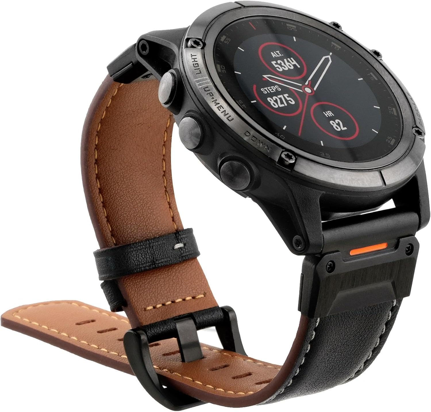 Abanen Genuine Leather Watch Band for Garmin Fenix 8 47mm / epix Pro 47mm / Instinct 3 45mm, QuickFit Retro Classic Wrist Strap for Fenix 7/6/5,Quatix 7