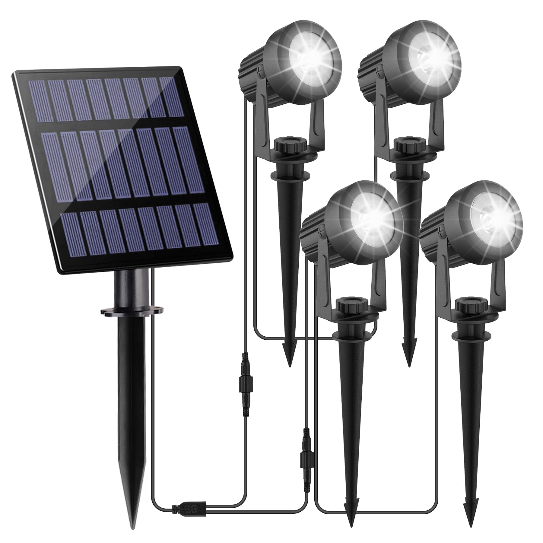NATPOW Luces Solares LED Exterior Jardin Foco Solar de Jardín Luz Solar Exterio, IP65 Impermeable, 2 Niveles de Brillo de Crepúsculo a Amanecer Iluminación para Patio, Terreza, Césped (3000K) — view 13