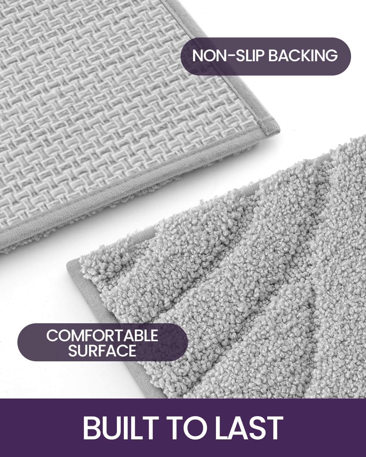 DEXI Bathroom Rugs 24x43, Extra Soft Absorbent Bath Mat, Non Slip Bathmat for Bathroom Floor, Machine Washable Rugs for Shower Floor, Light Grey