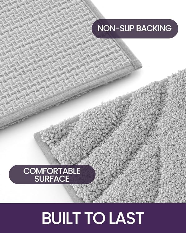 DEXI Bathroom Rugs 30x17, Extra Soft Absorbent Bath Mat, Non Slip Bathmat for Bathroom Floor, Machine Washable Rugs for Shower Floor, Light Grey by DEXI - Used condition - Image 6