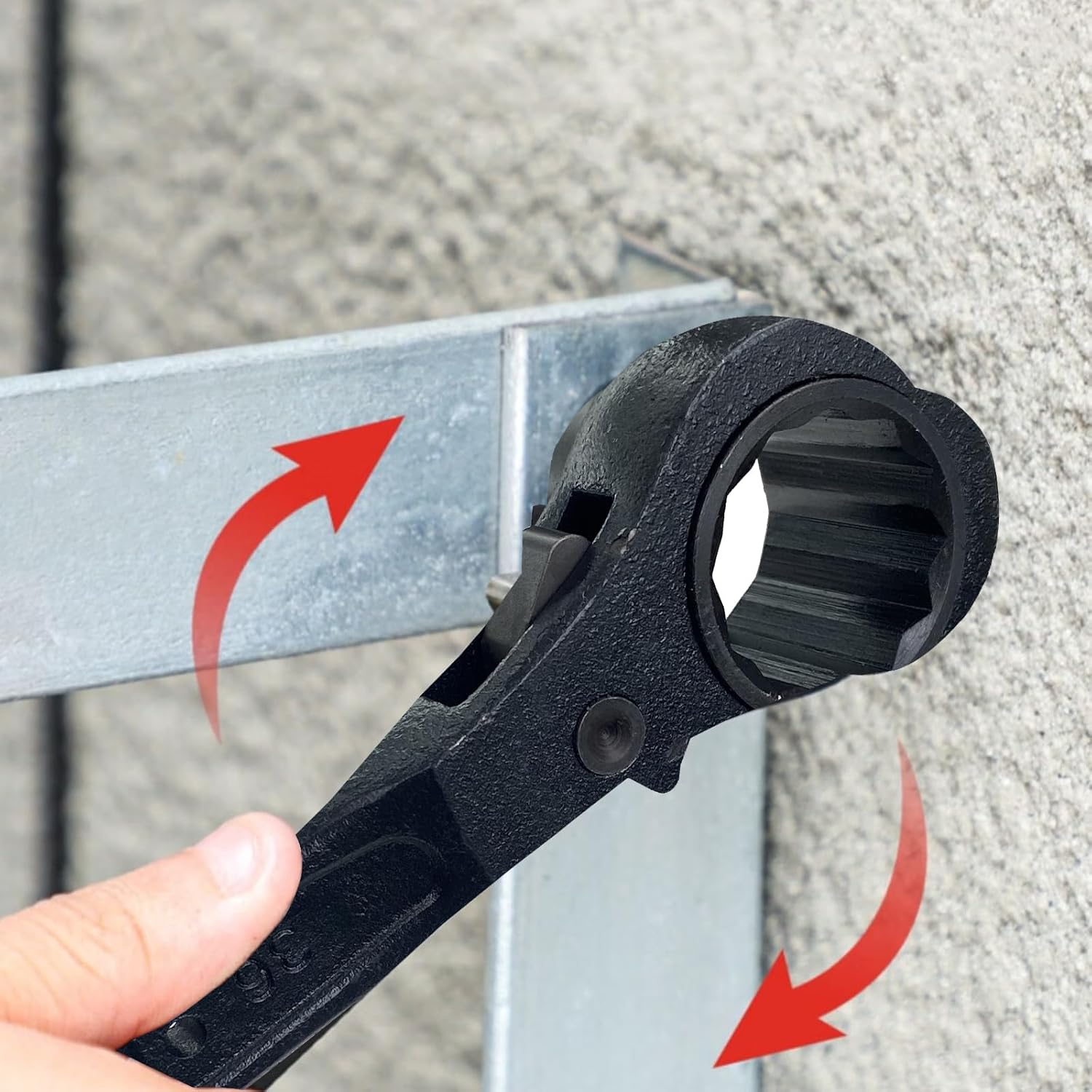 WEDO Scaffold Podger Ratchet Wrench,One Side Socket Wrench,Quick Release Spud Wrench,1 5/8 Inch Socket Spud Ratchet,41mm Metric,Length 455mm Ratchet Spanner,Cr-V