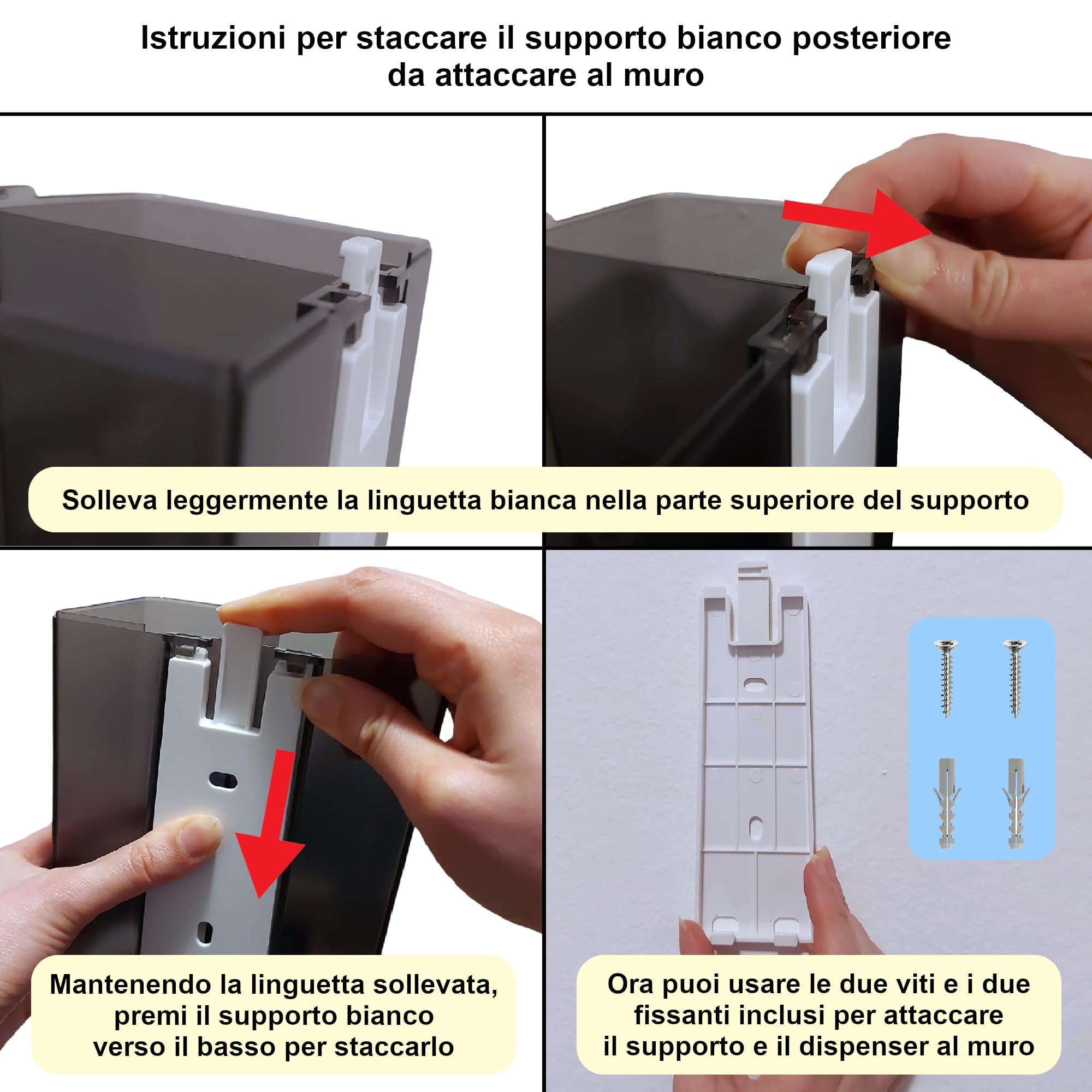 GUSTO Dispenser Doppio da Muro Manuale Sapone 500 ml x 2 con Chiave Serratura Shampoo Bagnoschiuma per Doccia Bagno Palestre Ristoranti Hotel Ospedali Cucina Studi