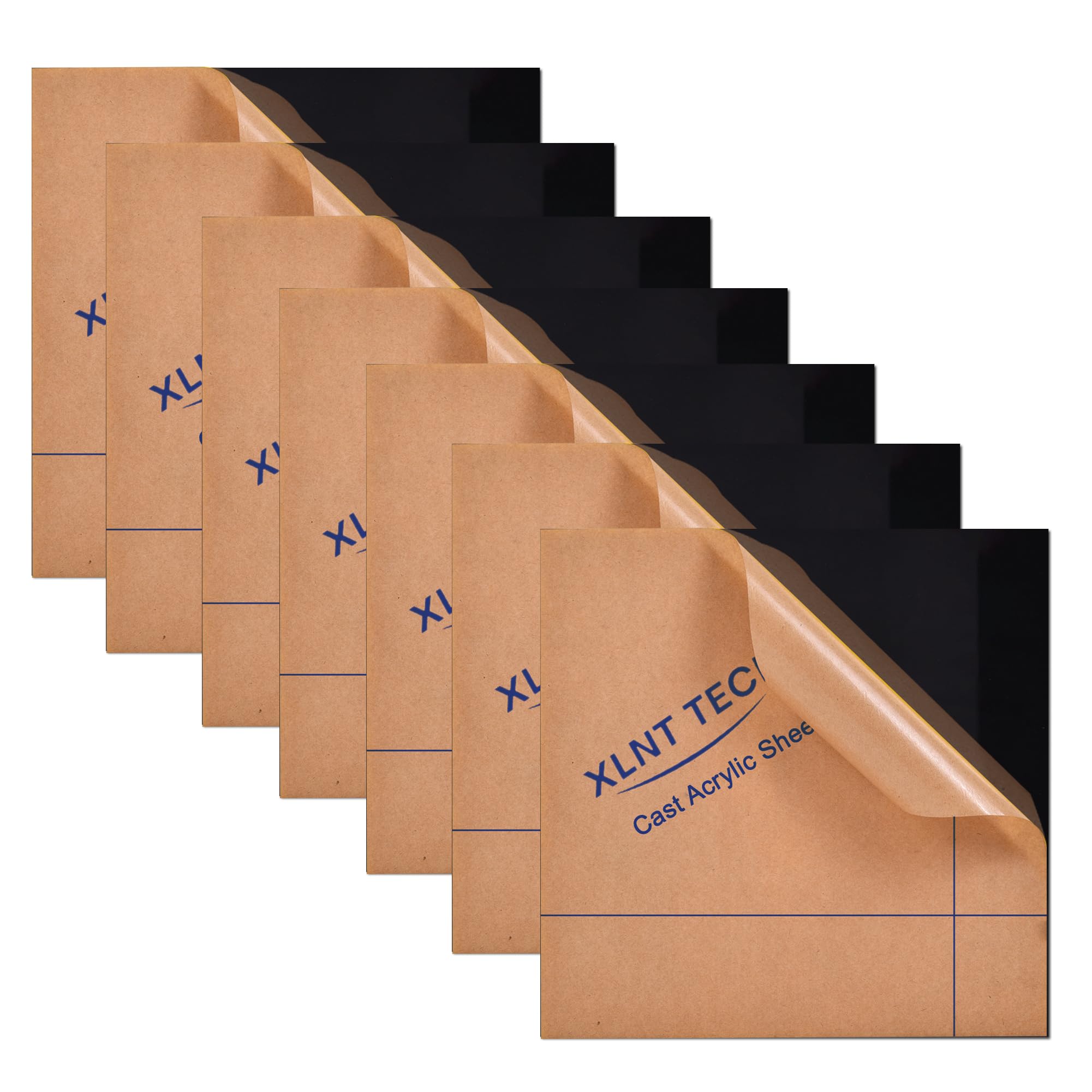 XLNT TECH 6 PCS Black Cast Acrylic Opaque (no-Transparent) Plastic Sheet 8 x 8 Inch (.118" Thick), for Signs, DIY Projects.