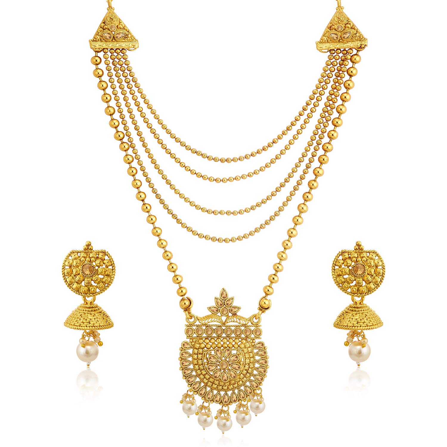 Sukkhi Ethnic LCT Gold Plated Wedding Jewellery Pearl Long Haram Necklace Set For Women (N83795) (B07Z1YWL88) Amazon Price History, Amazon Price Tracker