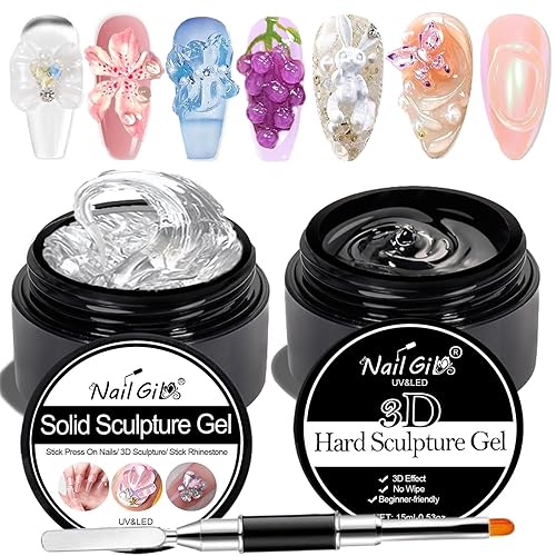 NAILGIL - Gel para esculpir uñas 3D para arte de uñas, sólido y duro, multifuncional, escultura de gel 3D, salón de belleza, bricolaje para mujeres