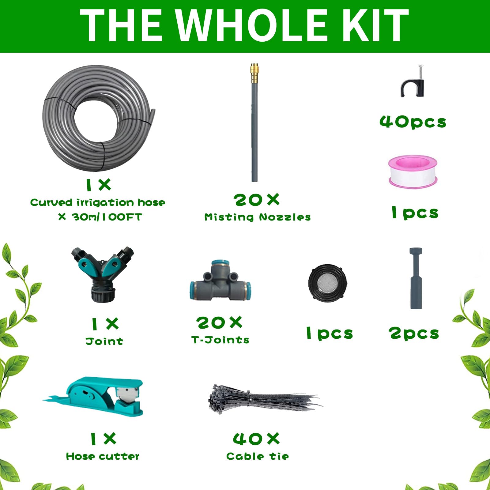 Kit de Sistema de Riego por Goteo Ajustable de 360°,127 Piezas Sistema de Riego Jardín 30M,Kit Nebulizador Jardín,Sistema de Refrigeración,para Jardines,Cama de Flores y Plantas,Riego