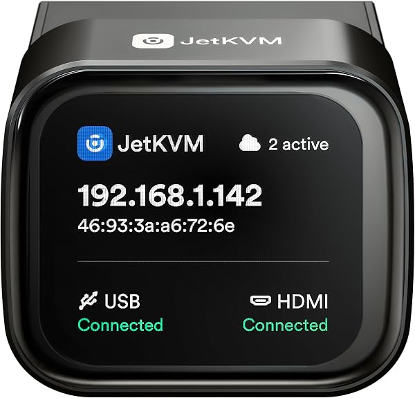 SZ JetKVM KVM Over IP Computer Remotely Control, IPKVM Open-Source Touchscreen LCD für IP/MAC/HDMI/USB Status, KVM Switch für Home Offices & Data Center 1080p 60FPS Ultra-Low Latency - 1
